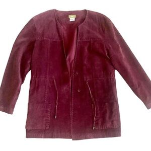 Pulp Genuine Leather Suede Jacket Button Up & Tie Closure Plum Size M